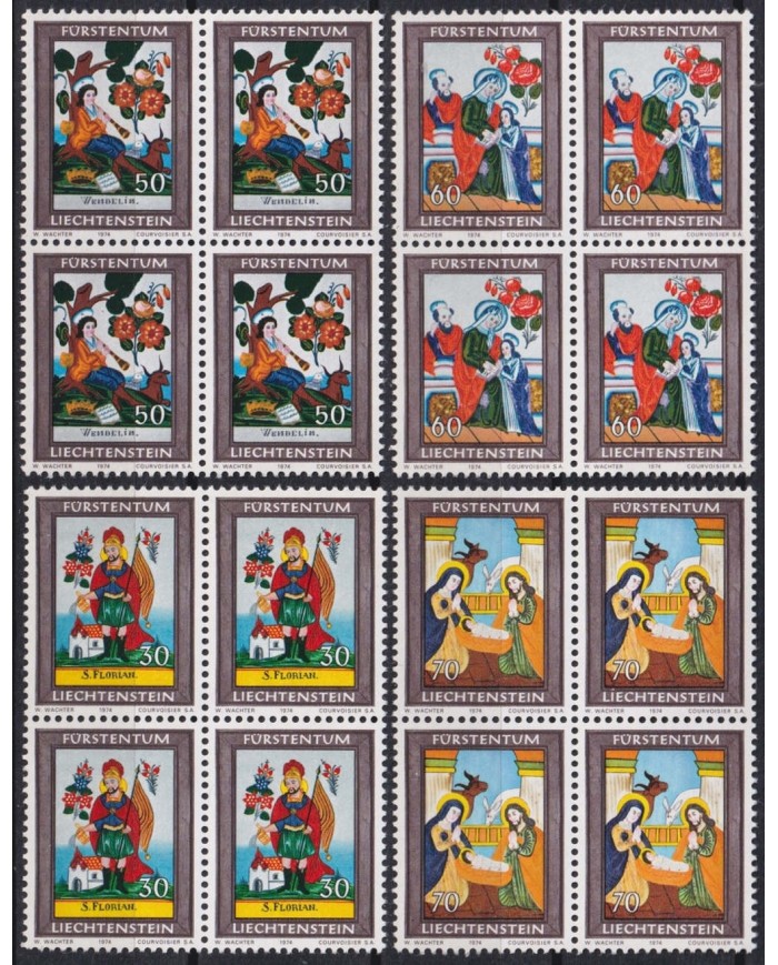 F-EX47356 LIECHTENSTEIN MNH 1974 CHRISTMAS NAVIDAD ART PAINTING BLOCK 4.
