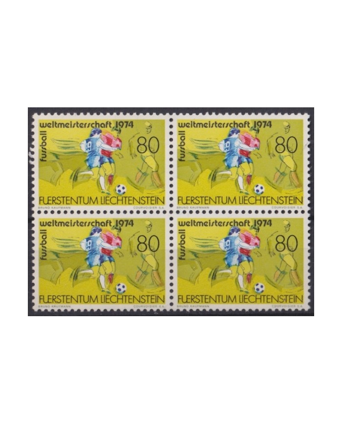 F-EX47357 LIECHTENSTEIN MNH 1974 WORLD SOCCER FOOTBALL CHAMPIONSHIP CUP BLOCK 4.