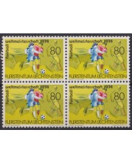 F-EX47357 LIECHTENSTEIN MNH 1974 WORLD SOCCER FOOTBALL CHAMPIONSHIP CUP BLOCK 4.
