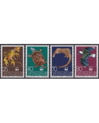 F-EX47381 LIECHTENSTEIN MNH 1976 WWF WILDLIFE BIRD EAGLE TURTLE LOBSTER.