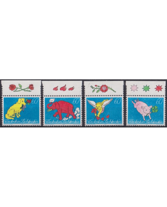 F-EX47382 LIECHTENSTEIN MNH 1994 GREETING ANIMALS DOG ELEPHANT PIG CUPID.