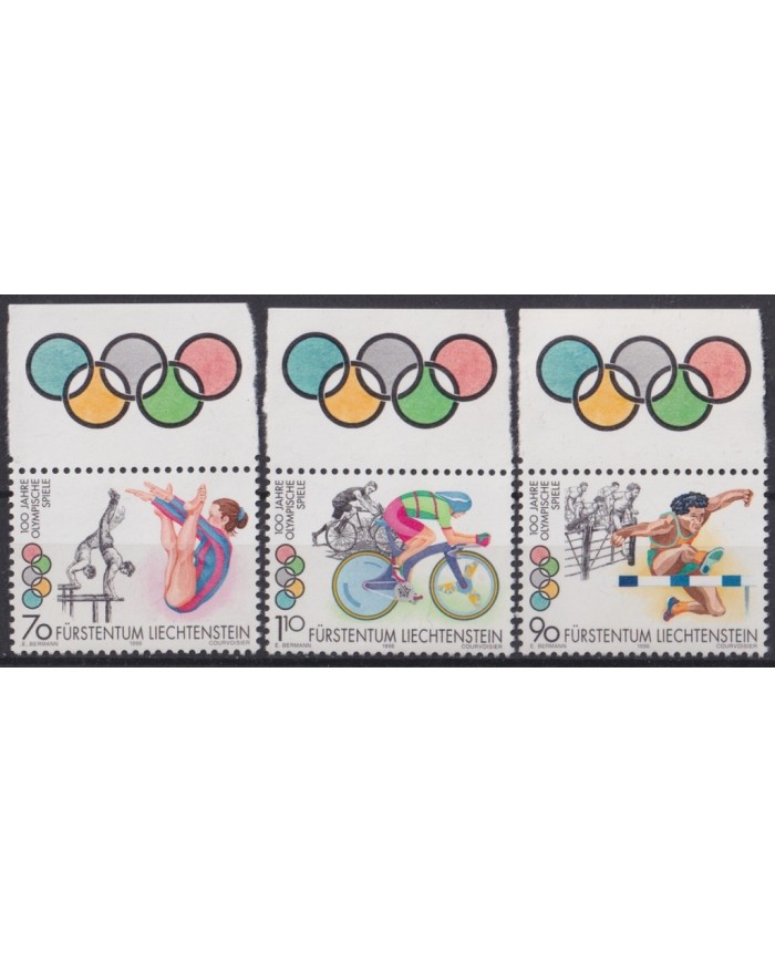 F-EX47380 LIECHTENSTEIN MNH 1996 100th ANNIV OLYMPIC MOV ATHLETISM CYCLE.