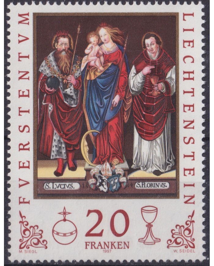 F-EX47379 LIECHTENSTEIN MNH 1997 ART PAINTING ST LUCIO & ST FIORINO.