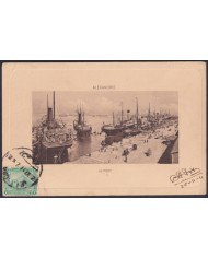 F-EX47147 EGYPT 1911 POSTCARD TO SPAIN. PORT SAID ALEXANDRIE HARBOR.