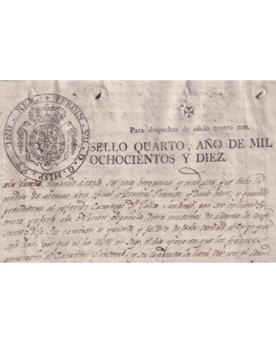 1810-PS-53 ESPAÑA SPAIN REVENUE SEALLED PAPER PAPEL SELLADO 1810 SELLO 4to OFICIO.