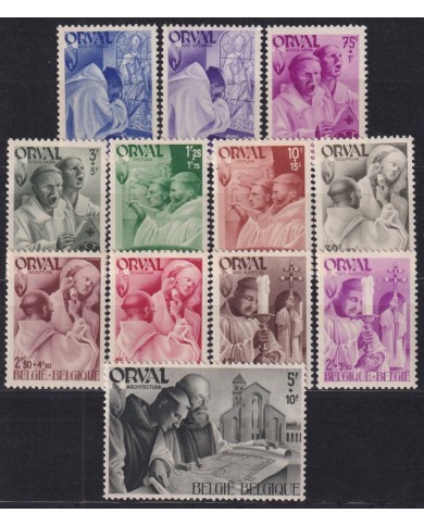 F-EX46608 BELGIUM BELGIQUE MNH 1941-43 ORVAL SEMIPOSTAL ABBEY RESTAURATION FOUND.