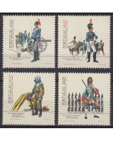 F-EX43539 PORTUGAL MHN 1985 POSTUGUESE MILITAR UNIFORM COSTUMES.