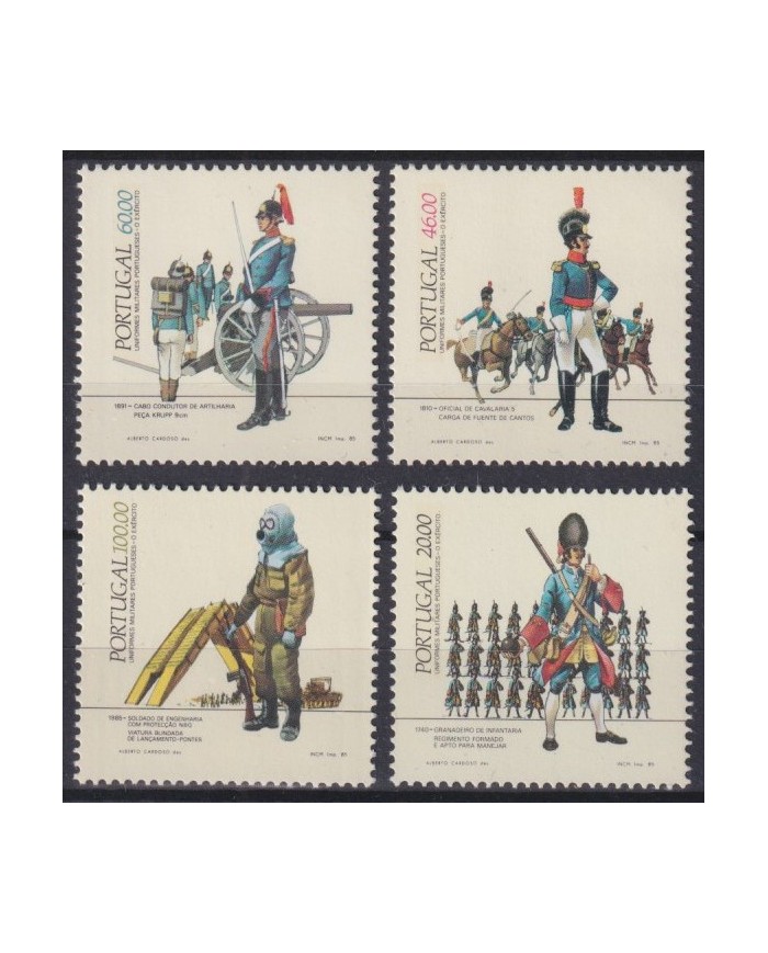 F-EX43539 PORTUGAL MHN 1985 POSTUGUESE MILITAR UNIFORM COSTUMES.