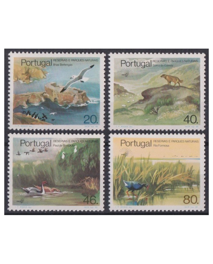 F-EX43538 PORTUGAL MHN 1985 NATIONAL PARK PROTECTION OF NATURE WOLF BIRD TREE.