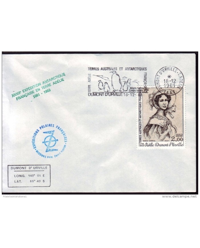 F-EX.4 FRANCE TAAF ANTARTIC POLAR PAQUEBOT MAIL 1981