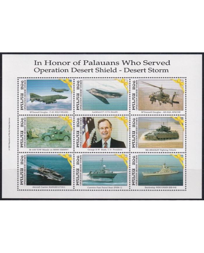 F-EX47477 PALAU MNH 1991 OPERATION DESERT SHIELD – DESERT STORM AVION AIRPLANE.