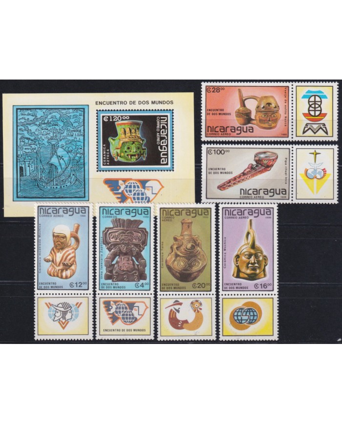 F-EX47494 NICARAGUA MNH 1988 DISCOVERY INDIAN ARCHEOLOGY POTTERY.