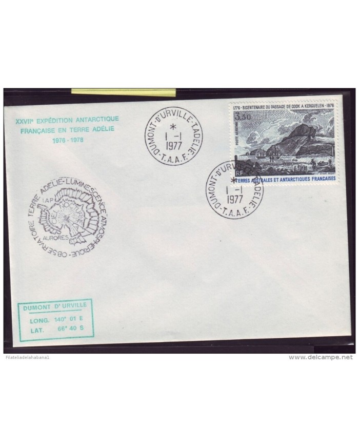 F-EX.5  FRANCE TAAF ANTARTIC POLAR D&acute URVILLE  MAIL 1977