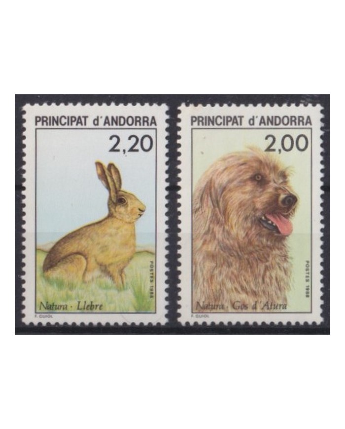 F-EX47545 ANDORRA MNH 1988 FAUNA NATURA DOG RABBIT PERROS CONEJOS LIEBRES.