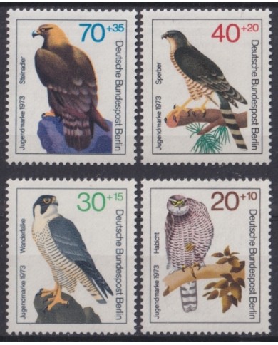 F-EX47553 GERMANY BERLIN MNH 1973 YOUNTH WELFARE BIRD AVES FALCON EAGLE.