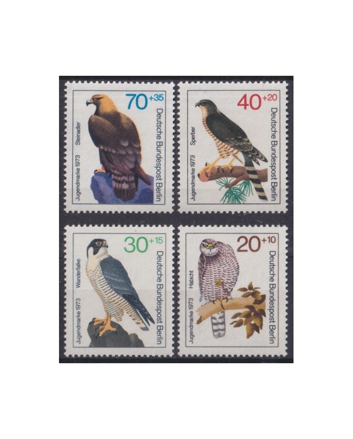 F-EX47553 GERMANY BERLIN MNH 1973 YOUNTH WELFARE BIRD AVES FALCON EAGLE.