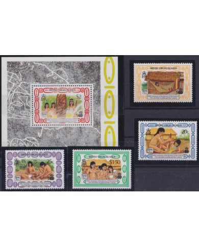 F-EX47594 VIRGIN IS MNH 1990 DISCOVERY UPAE INDIAN PETROGLIPH ARCHEOLOGY.