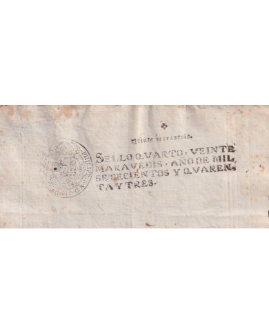 1743-PS-14 ESPAÑA SPAIN REVENUE SEALLED PAPER PAPEL SELLADO 1743 SELLO 4to.