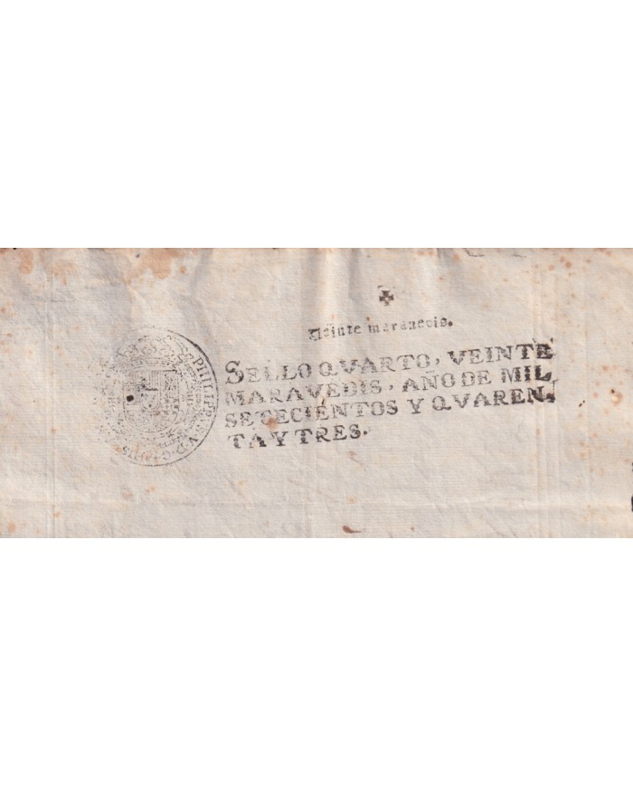 1743-PS-14 ESPAÑA SPAIN REVENUE SEALLED PAPER PAPEL SELLADO 1743 SELLO 4to.