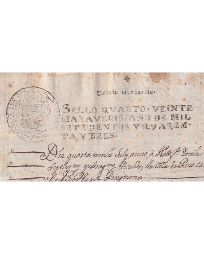 1743-PS-15 ESPAÑA SPAIN REVENUE SEALLED PAPER PAPEL SELLADO 1743 SELLO 4to.