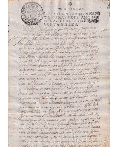1763-PS-2 ESPAÑA SPAIN REVENUE SEALLED PAPER PAPEL SELLADO 1763 SELLO 4to.