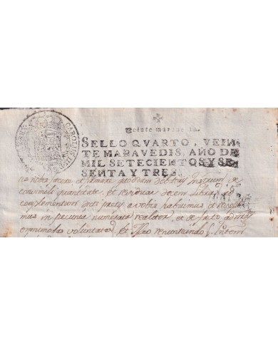 1763-PS-1 ESPAÑA SPAIN REVENUE SEALLED PAPER PAPEL SELLADO 1763 SELLO 4to.