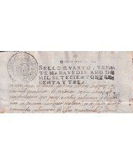 1763-PS-1 ESPAÑA SPAIN REVENUE SEALLED PAPER PAPEL SELLADO 1763 SELLO 4to.