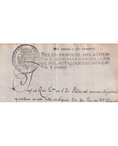 1798-PS-16 ESPAÑA SPAIN REVENUE SEALLED PAPER PAPEL SELLADO 1798 SELLO 1ro.