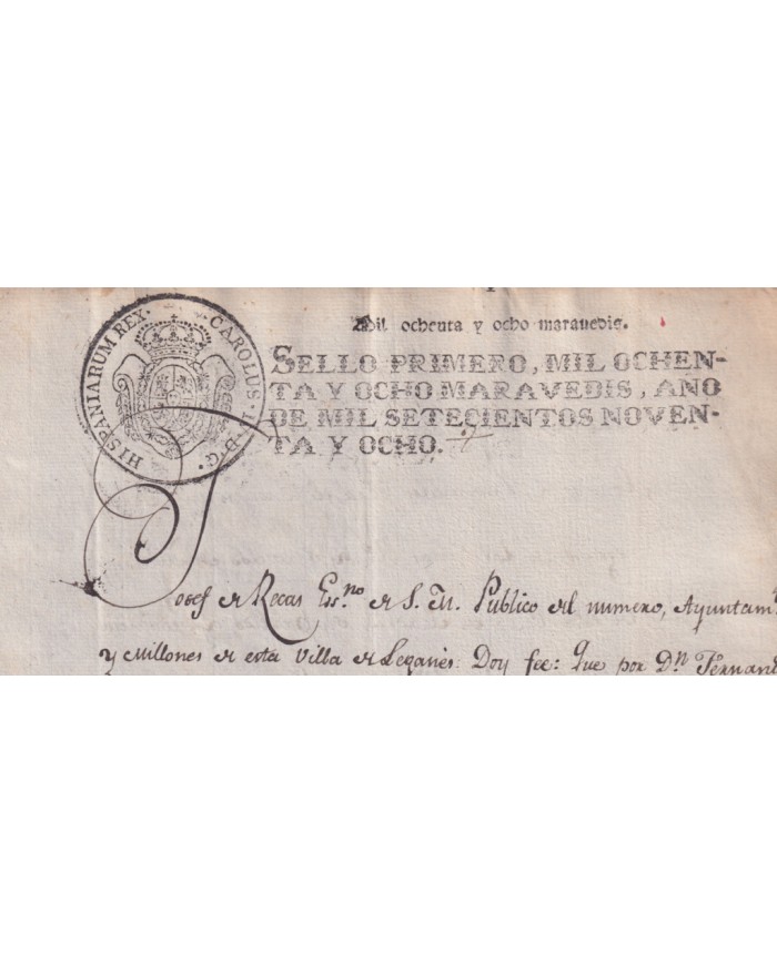 1798-PS-16 ESPAÑA SPAIN REVENUE SEALLED PAPER PAPEL SELLADO 1798 SELLO 1ro.