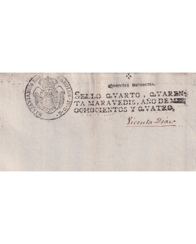 1804-PS-63 ESPAÑA SPAIN REVENUE SEALLED PAPER PAPEL SELLADO 1804 SELLO 4to.