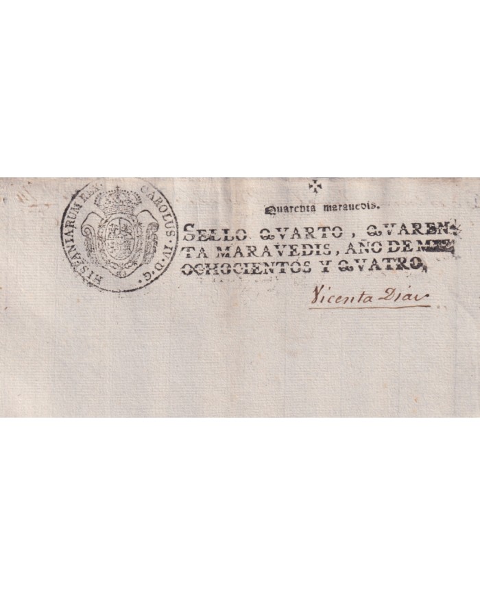 1804-PS-63 ESPAÑA SPAIN REVENUE SEALLED PAPER PAPEL SELLADO 1804 SELLO 4to.