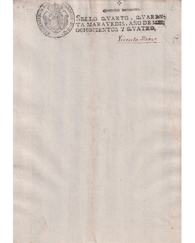 1804-PS-63 ESPAÑA SPAIN REVENUE SEALLED PAPER PAPEL SELLADO 1804 SELLO 4to.