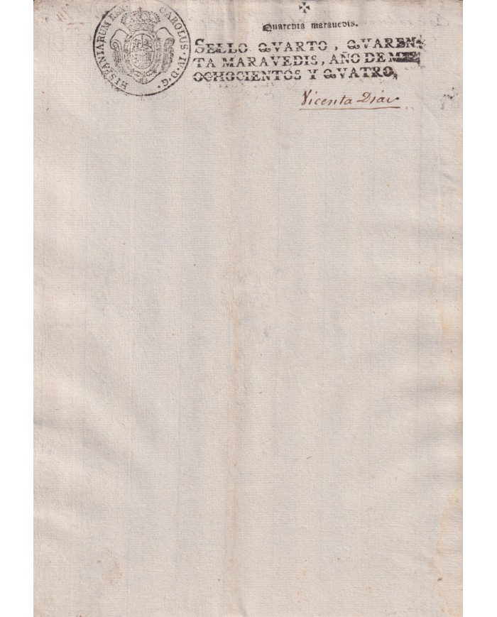 1804-PS-63 ESPAÑA SPAIN REVENUE SEALLED PAPER PAPEL SELLADO 1804 SELLO 4to.