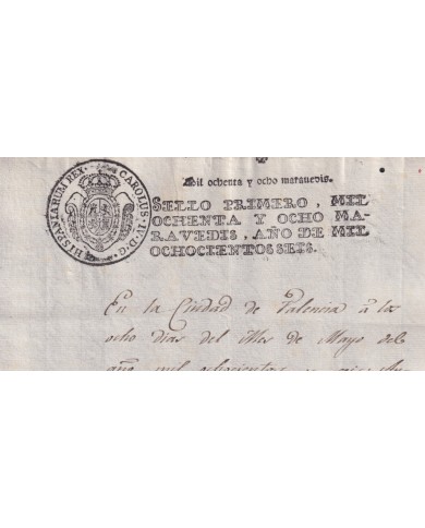 1806-PS-1 ESPAÑA SPAIN REVENUE SEALLED PAPER PAPEL SELLADO 1806 SELLO 1ro.