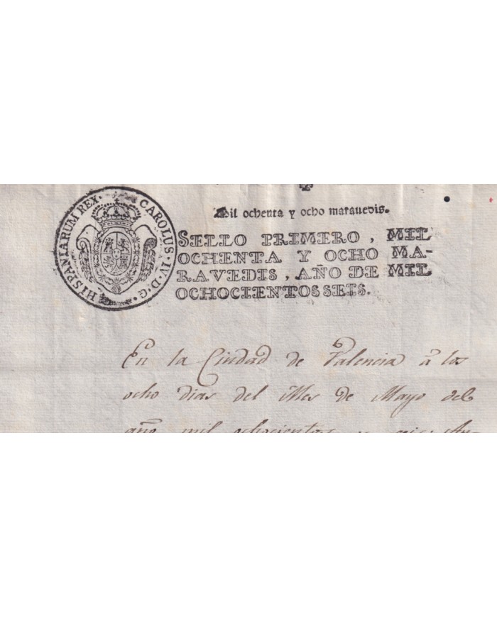 1806-PS-1 ESPAÑA SPAIN REVENUE SEALLED PAPER PAPEL SELLADO 1806 SELLO 1ro.