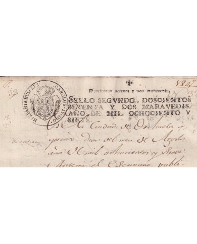 1807-PS-6 ESPAÑA SPAIN REVENUE SEALLED PAPER PAPEL SELLADO 1807 SELLO 2do.
