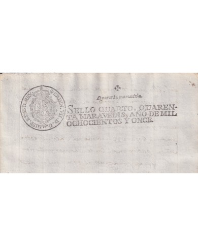 1811-PS-10 ESPAÑA SPAIN REVENUE SEALLED PAPER PAPEL SELLADO 1811 SELLO 4to.