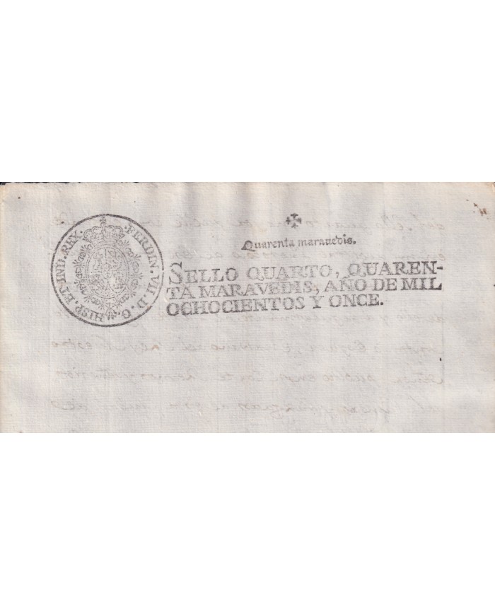 1811-PS-10 ESPAÑA SPAIN REVENUE SEALLED PAPER PAPEL SELLADO 1811 SELLO 4to.