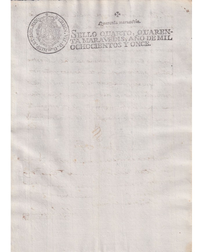 1811-PS-10 ESPAÑA SPAIN REVENUE SEALLED PAPER PAPEL SELLADO 1811 SELLO 4to.