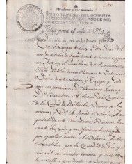 1815-PS-32 ESPAÑA SPAIN REVENUE SEALLED PAPER 1813 TO 1814 TO 1815 OVERPRINT 1ro.