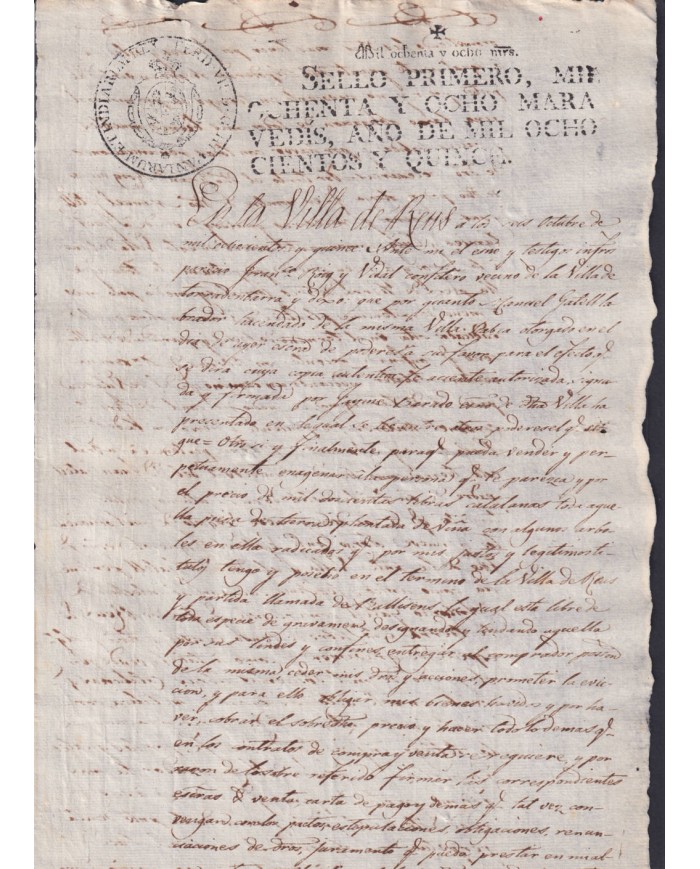 1815-PS-31 ESPAÑA SPAIN REVENUE SEALLED PAPER PAPEL SELLADO 1815 SELLO 1ro.