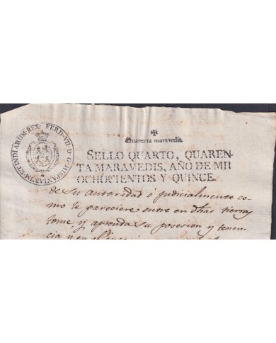 1815-PS-29 ESPAÑA SPAIN REVENUE SEALLED PAPER PAPEL SELLADO 1815 SELLO 4to.