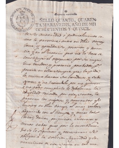 1815-PS-29 ESPAÑA SPAIN REVENUE SEALLED PAPER PAPEL SELLADO 1815 SELLO 4to.
