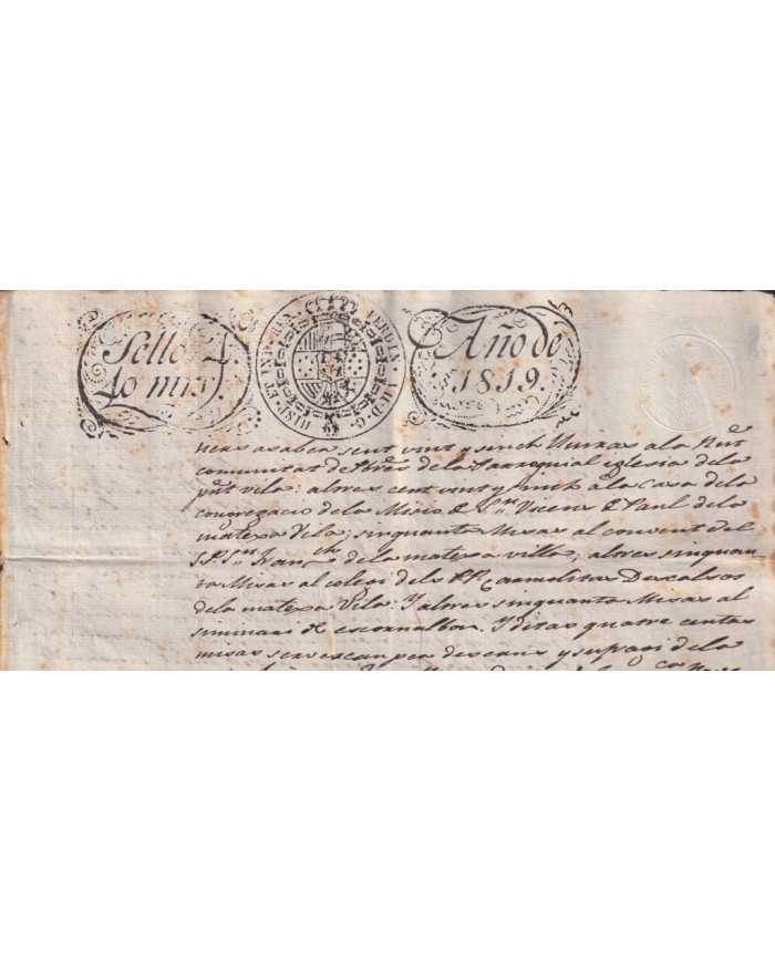 1819-PS-9  ESPAÑA SPAIN REVENUE SEALLED PAPER PAPEL SELLADO 1819 SELLO 4to.