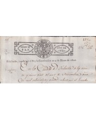 1820-PS-72 ESPAÑA SPAIN REVENUE SEALLED PAPER HABILITADO JURADA LA CONSTITUCION 2do.