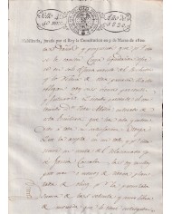 1820-PS-74 ESPAÑA SPAIN REVENUE SEALLED PAPER HABILITADO JURADA LA CONSTITUCION 4to.