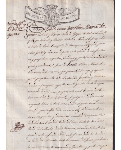 1826-PS-72 ESPAÑA SPAIN REVENUE SEALLED PAPER PAPEL SELLADO 1826 SELLO 2do.