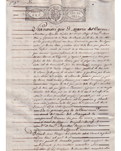 1825-PS-16 ESPAÑA SPAIN REVENUE SEALLED PAPER PAPEL SELLADO 1825 SELLO 2do.