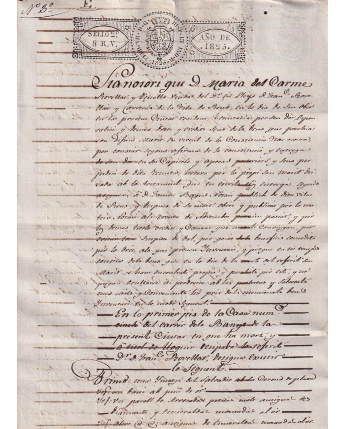 1825-PS-16 ESPAÑA SPAIN REVENUE SEALLED PAPER PAPEL SELLADO 1825 SELLO 2do.