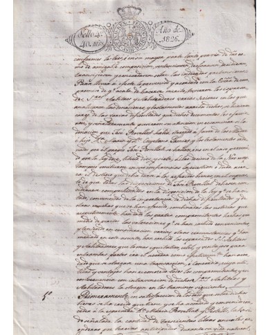 1826-PS-74 ESPAÑA SPAIN REVENUE SEALLED PAPER PAPEL SELLADO 1826 SELLO 4to.